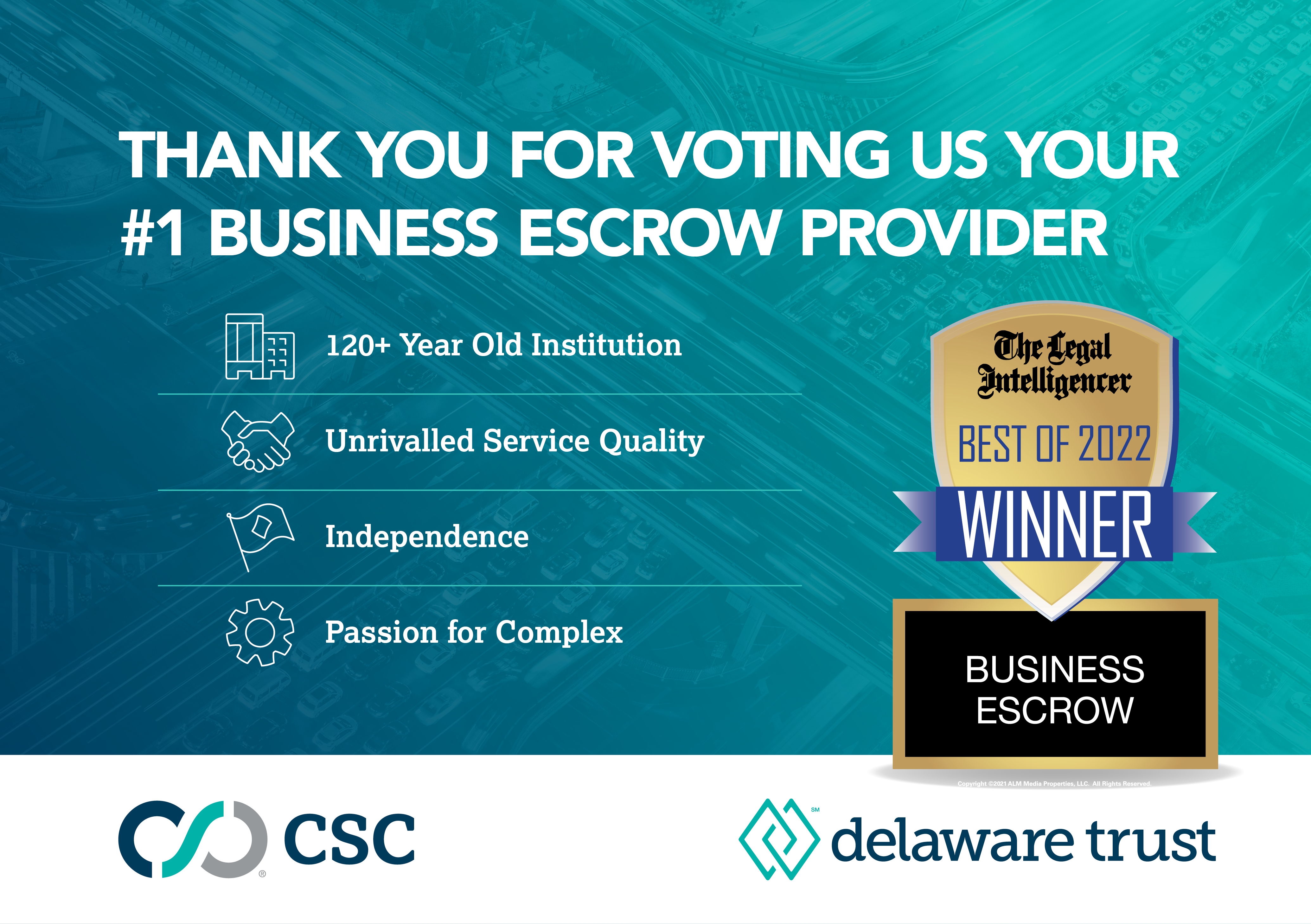 Thank you for voting us your #1 Business Escrow Provider